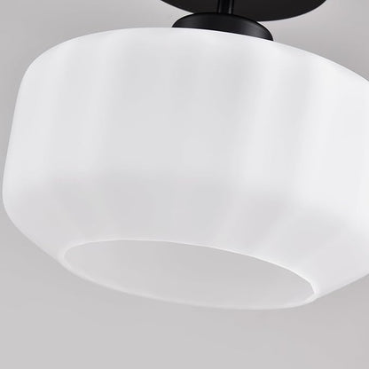 Industrial Black Matte Light Fixtures Ceiling Mount, with Frosted Glass Shades Semi Flush Mount Ceiling Light, for Hallway Fixtures Kitchen, Foyer