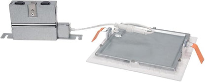 HALO HLB 6 in Square Canless Ultra-Thin LED Recessed Lighting Wafer Light, 900 Lumens, 5 Selectable Color Temperatures 2700K-5000K, Wet Rated, Energy Star Certified for Ceiling and Shower