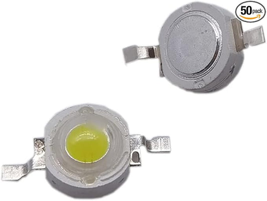 50 pcs High Power Led Chip 3W (6000K-6500K / 560mA-700mA / DC 3V-3.4V / 3 Watt) Super Bright Intensity SMD COB Light Emitter Components Diode 3 W Bulb Lamp Beads DIY Lighting, White (6000K)