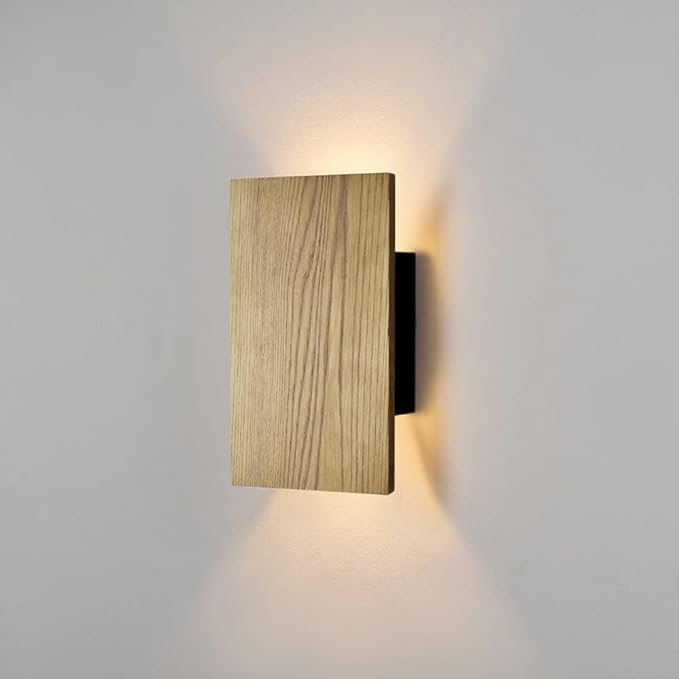 Wall Lights for Living Room with Switch,Nature Wood Wall Lamp in Modern Design,Vintage Led Wall Sconce Up and Down Indoor for Bedroom,Hallway,Hotel,Retro Night Lamp Warm White,8w,1pack