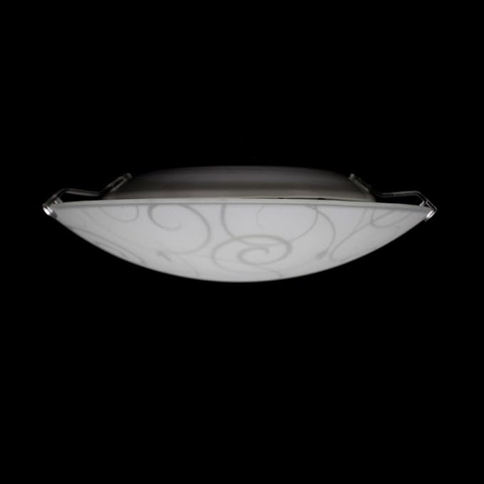 Simple Designs FM3000-WHT Round Flushmount Flush Ceiling Light with Scroll Swirl Design, White (Pack of 2)