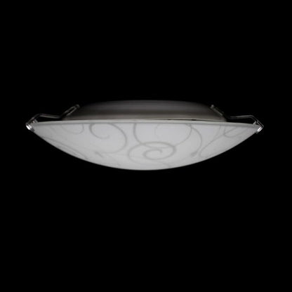 Simple Designs FM3000-WHT Round Flushmount Flush Ceiling Light with Scroll Swirl Design, White (Pack of 2)