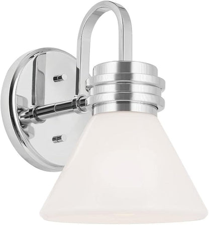 Kichler Farum 7.25" 1-Light Wall Sconce with Opal Glass in Chrome, for Fireplace, Kitchen, Bedroom, Hallway, or Vanity, (7.25" W x 9.5" H) 55153CH