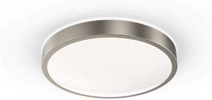 Juno 14 Inch Round LED Flush Mount Ceiling Light, Lacuna Series Low Profile Modern Ceiling Light Fixture, 5-in-1 Switchable White Color Temperature, Dimmable, Brushed Aluminum