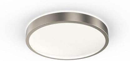 Juno 14 Inch Round LED Flush Mount Ceiling Light, Lacuna Series Low Profile Modern Ceiling Light Fixture, 5-in-1 Switchable White Color Temperature, Dimmable, Brushed Aluminum