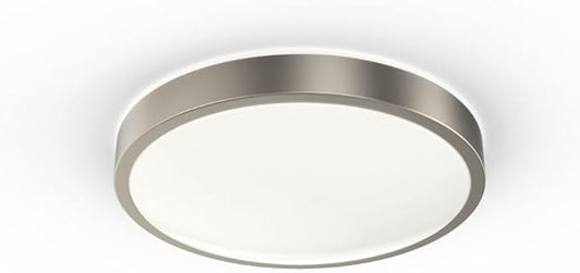 Juno 14 Inch Round LED Flush Mount Ceiling Light, Lacuna Series Low Profile Modern Ceiling Light Fixture, 5-in-1 Switchable White Color Temperature, Dimmable, Brushed Aluminum