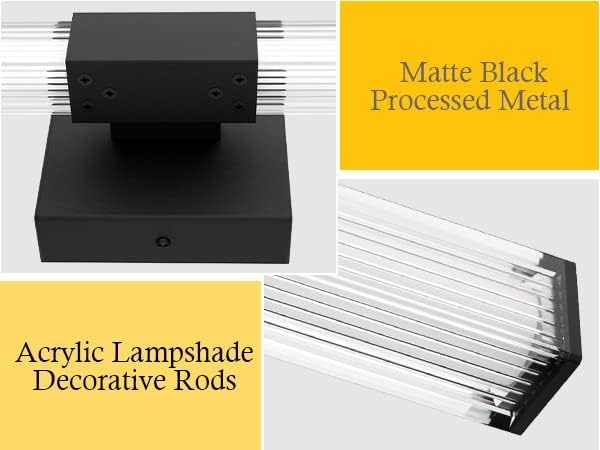 Ralbay 48inch Black Bathroom Vanity Lights Bar 36W Modern LED Matte Black Vanity Light Fixtures Over Mirror(5500K White Light)