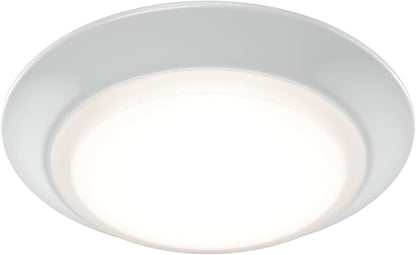 Kichler Low Profile LED Downlight - Gen Select 5-in-1 Downlight White, for Wet or Damp Spaces, 2700K-5000K, Color Temperature Select, Power Surge Protected, (7.38" Dia x 1.35" H) 43874WH5CCT
