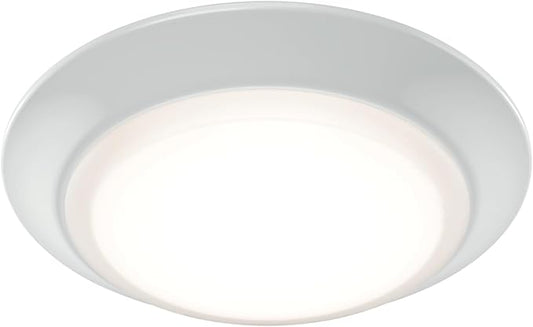 Kichler Low Profile LED Downlight - Gen Select 5-in-1 Downlight White, for Wet or Damp Spaces, 2700K-5000K, Color Temperature Select, Power Surge Protected, (7.38" Dia x 1.35" H) 43874WH5CCT