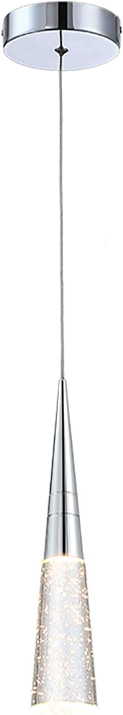 JoollySun Modern Crystal Pendant Light: Chrome Mini Cone Ceiling Hanging Lights for Kitchen Island Bathroom