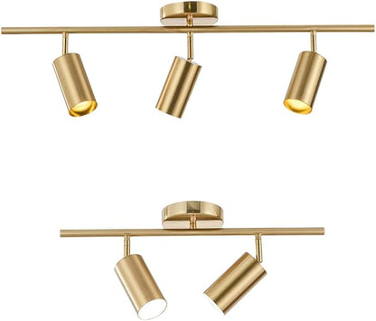 BOKT Gold Flush Mount Tracking Light Kit 3 Light Wall Decorative Lamp Modern Close to Ceiling Light Adjustable Track Lighting for Kitchen Island Living Room Bedroom
