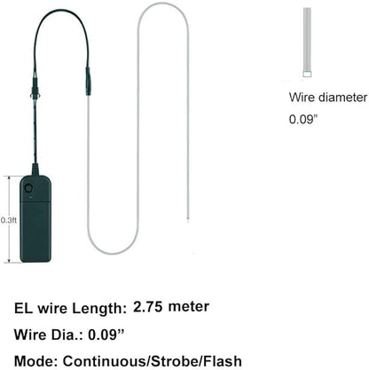 MaxLax EL Wire Purple 5-Pack, 9ft/2.75m Neon Light Wire with Noise Reduction and Battery Pack…