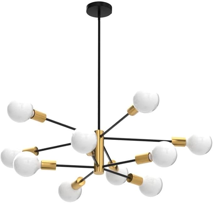 Sputnik Chandeliers Modern Black and Gold Chandeliers 10-Light Mid Century Farmhouse Chandelier Ceiling Light Fixture Height Adustable Pendant Light for Kitchen Island Living Room Dining Room