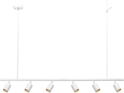 Globe Electric 64000124 55" 6-Light Adjustable Height Track Lighting, Matte White, Pivoting Heads, Modern Ceiling Light for Kitchen, Hallway or Dining Room, Dimmer Switch Compatible