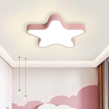 LED Ceiling Light Fixture, Modern Pentagram Recessed Ceiling Lights, 3000K-6000K Dimmable Light, Close to Lighting Flush Mount Living Room Pendant Lamps (Pink, 16inch)