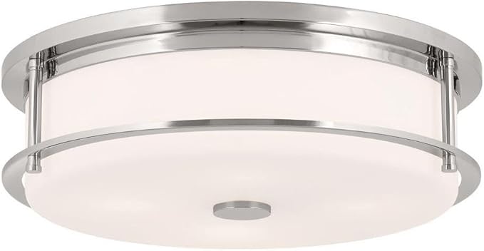 Kichler Brit 52597PN Flush Mount 4-Light 18˝ with Satin Etched Cased Opal Glass in Polished Nickel