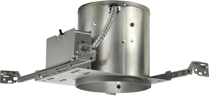 Juno 6 Inch Incandescent Ceiling Light Housing for New Construction, IC Rated Recessed Light, Adjustable Socket Plate, Damp Location UL Listed Can Lighting, Includes Push-in Electrical Connectors