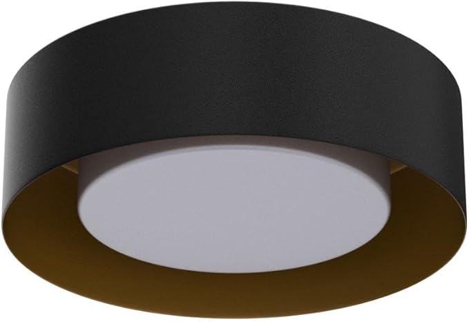 Yiisem Modern Black and Gold Flush Mount Ceiling Lights, Glass Round Ceiling Lighting, Minimalist Drum Close to Ceiling Light Fixtures for Bedroom, Dining Room, Bathroom, Hallways, Living Room