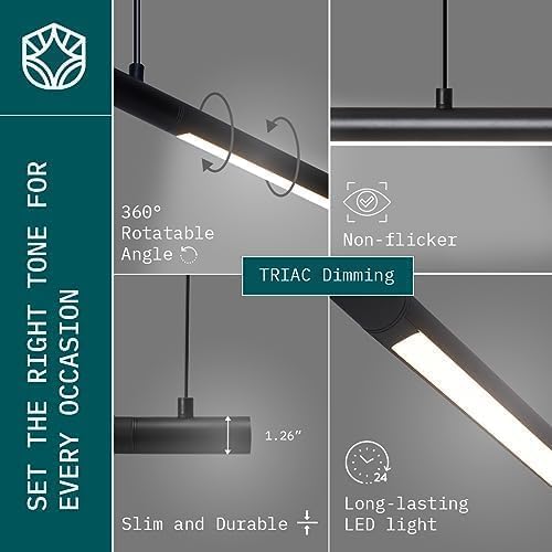 Solvita LED Light –PremiumLights for Pool Table Billiard Living Room Office Kitchen Island, Non-Flickering & Evenly Distributed Light Source & Adjustable Height - Bright White 4000K
