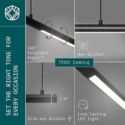 Solvita LED Light –PremiumLights for Pool Table Billiard Living Room Office Kitchen Island, Non-Flickering & Evenly Distributed Light Source & Adjustable Height - Bright White 4000K