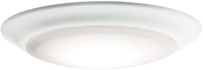 Kichler Gen 1 LED Downlight in White, 7.5” Ceiling Flush Mount Wet Rated Interior Dimmable Light for Living Room, Dining Room, Kitchen, Bathroom and Bedroom, 4000K, (7.5” x 1.5”), 43846WHLED40