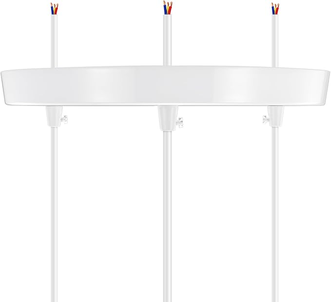 Canomo 10 Inches Chandelier Canopy Pendant Light Canopy Kit Ceiling Light Plate with All Hardware Includes Hook, Cord Grip for Chandelier Pendant Light (White, 10 Inch-3 Holes Light Fitting)
