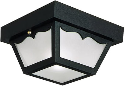 Design House 502872 Traditional 2-Light Outdoor/Indoor Ceiling Light Dimmable with Frosted Glass for Porch Entryway Patio, Black