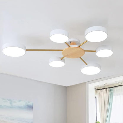 6-Lights LED Ceiling Lighting 41 Inch Modern Ceiling Lights Flush Mount Recessed Lighting Ceiling Light 48W Dimmable Living Room Bedroom Kitchen, 3000K-6000K White