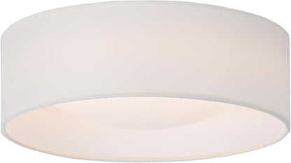 CALOKES 13" White Fabric Flush Mount Ceiling Light, 24W 3000K LED Closed to Ceiling Light Fixture with Classic Linen Drum Design for Bedrooms, Kitchen, Dining Room, Hallway