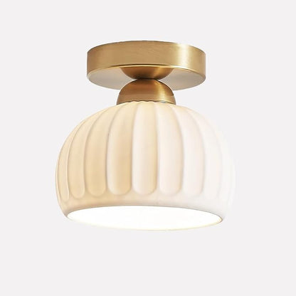 Semi Flush Mount Ceiling Light Fixtures，Small Gold Ceramic Hallway Close to Ceiling Light Farmhouse Light， Small Ceiling Light for Bedroom，Dining Room，Entryway Porch Foyer with E26 Base