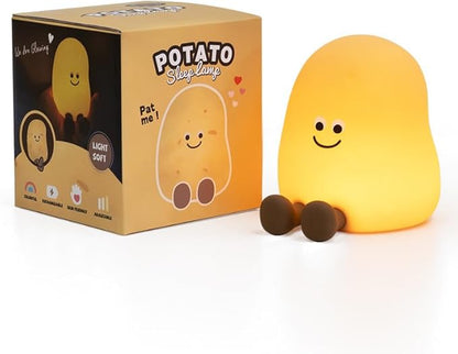 IN HAPPY Silicone Night Light for Kids - Rechargeable Squishy Potato LED Nursery Lamp with Warm Glow, Cute Kawaii Room Decor & Breastfeeding Buddy, Fun Birthday Gift for Teen Girls & Toddlers