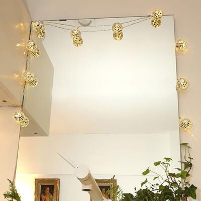 Kikkerland 5ft 10 Hanging LED Disco String Lights Battery Operated Bedroom Living Room, Inside Outside Decor, Home Decor, Party Lights