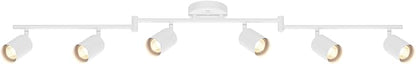 Globe Electric 64000122 47" 6-Light Foldable Track Lighting, Matte White, Cylindrical Shades, Adjustable Pivoting Heads, Modern Ceiling Light Fixture for Kitchen Island, Hallway, or Dining Room