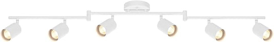 Globe Electric 64000122 47" 6-Light Foldable Track Lighting, Matte White, Cylindrical Shades, Adjustable Pivoting Heads, Modern Ceiling Light Fixture for Kitchen Island, Hallway, or Dining Room
