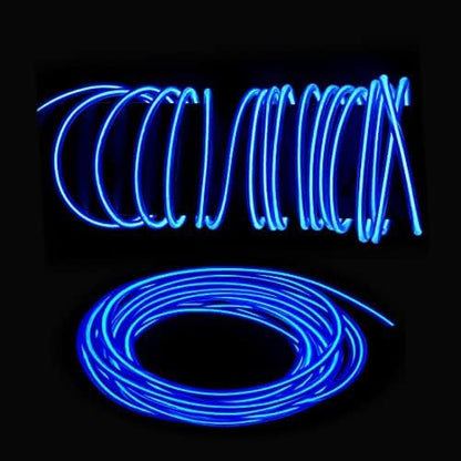 5m Blue neon Wire Flash Electroluminescence, Cutting El Wire,Used for DIY Design, Various Holiday Party Decoration. (Blue, 5m)