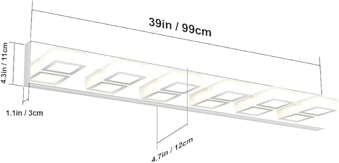 Ralbay LED Modern Chrome Vanity Lights 6 Lights Stainless Steel Acrylic Modern LED Bathroom Vanity Lights Over Mirror (4500K Neutral White Light)