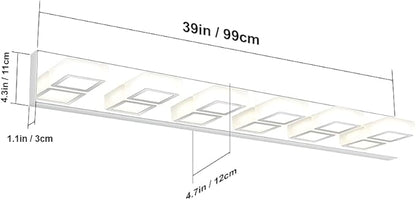 Ralbay LED Modern Chrome Vanity Lights 6 Lights Stainless Steel Acrylic Modern LED Bathroom Vanity Lights Over Mirror (4500K Neutral White Light)
