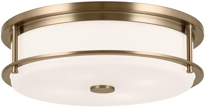 Kichler Brit 52597CPZ Flush Mount 4-Light 18˝ with Satin Etched Cased Opal Glass in Champagne Bronze