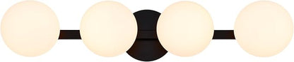 Black Bathroom Vanity Light Fixtures, Modern 4 Lights Matte Black Globe Wall Sconce Lighting, Porch Wall Mount Light Fixture for Bathroom, Mirror Cabinets Hallway Stairs