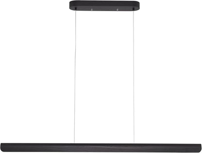 YISDESIGN 55inch Wood LED Linear Pendant Light, Dimmable Wood Ceiling Lamp,Minimalist Linear Chandelier, 40W Warm Light 3000K, Modern Kitchen Island Dining Room Lighting Black Adjustable Height