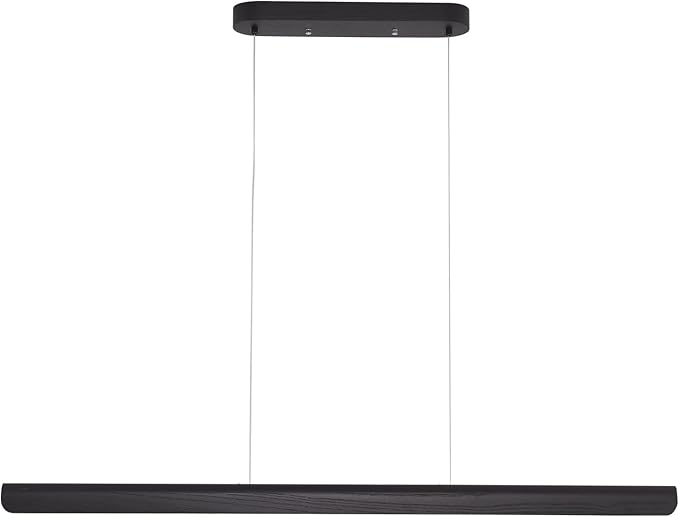 YISDESIGN Modern Linear LED Chandelier, 31" Wall-Dimmable Pendant Light Kitchen Island Light with Wood & Aluminum, 19W LED Pendant Light for Dining Room, Office, 100-240V, CRI>90 Black