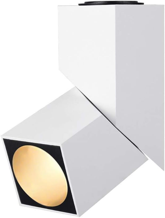 LED Indoor Ceiling Spotlight 360°Adjustable Wall Light - Art DIY Spotlights -12W Warm White Light 3000K Ceiling Downlight -Surface Mounted COB Lighting Swivel lamp (White-3000K)