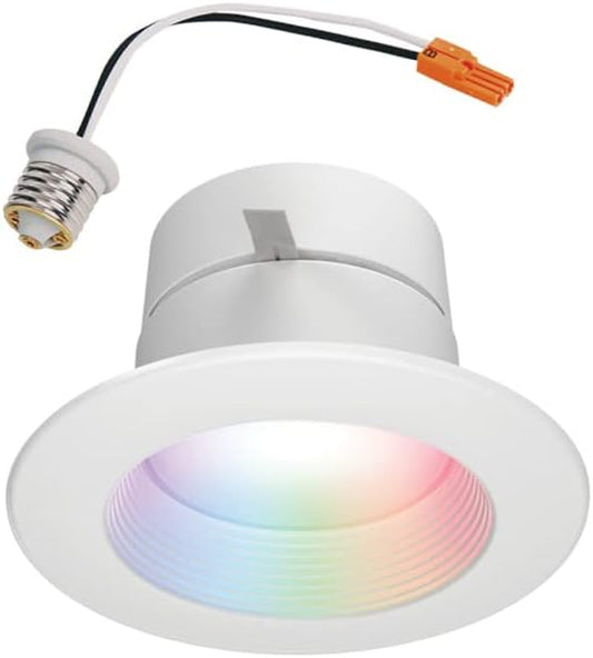 HALO 4 in Smart Wi-Fi Recessed LED Downlight Connected by WiZ Pro with SpaceSense Motion Detection, Dimmable, Full Color Changing, 600 Lumens, Wet Rated Ceiling Light - RL4069WZRGBWWHR