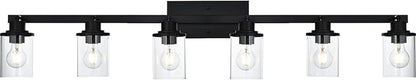 Yaohong 6-Light Track Lighting Kit Black Track Lighting Fixtures, Bathroom Wall Light Ceiling Mount Rotatable Spotlights, Kitchen Ceiling Light Fixtures with Glass Shade for Bathroom Hallway Shop