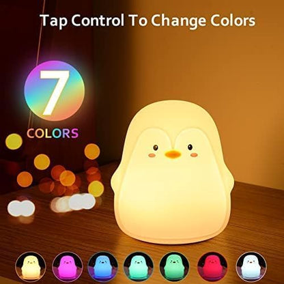 ZKLiLi Night Light for Kids Lamp, 16 Colors Lamp Cute, Dimmable Baby Night Lights for Nursery,Silicone Rechargeable Nightlight for Kids Room, Kawaii Room Decor (Penguin)