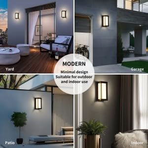 LED Modern Outdoor Wall Sconce Light 3000k 4500k 6000k 3-Color Adjustment Outside Light, Black IP65 Waterproof for House Patio Yards,Exterior Wall (1 Pack)