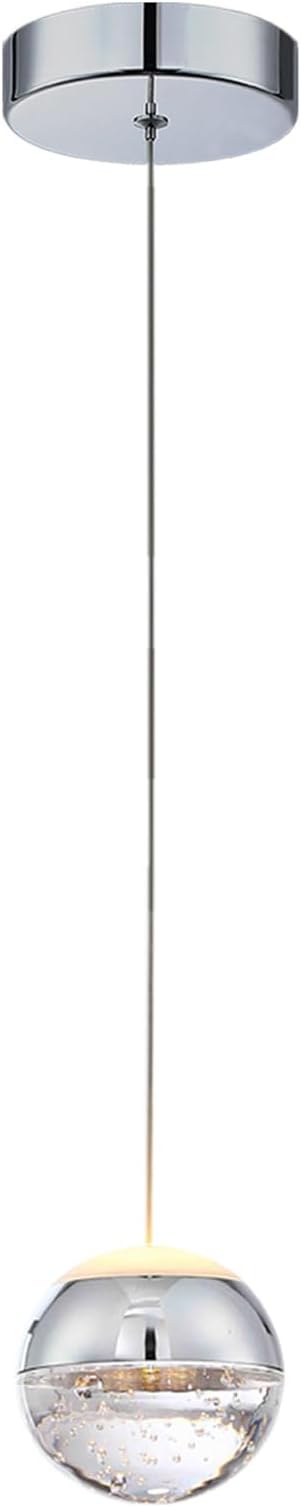 JoollySun Modern Crystal Pendant Light: Chrome Mini Globe Hanging Light Fixture for Kitchen Island Bathroom