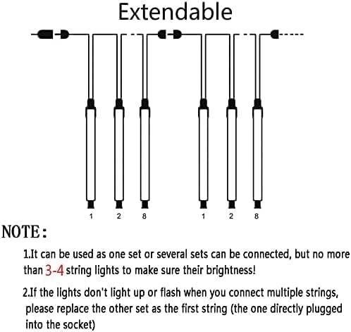 Purtuemy Christmas Lights Outdoor, Meteor Shower Falling 12 inch 8 Tubes Icicle Snow Raindrop Lights for Xmas Tree Holiday Party Decoration, UL Plug, Wram White