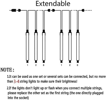 Purtuemy Christmas Lights Outdoor, Meteor Shower Falling 12 inch 8 Tubes Icicle Snow Raindrop Lights for Xmas Tree Holiday Party Decoration, UL Plug, Wram White