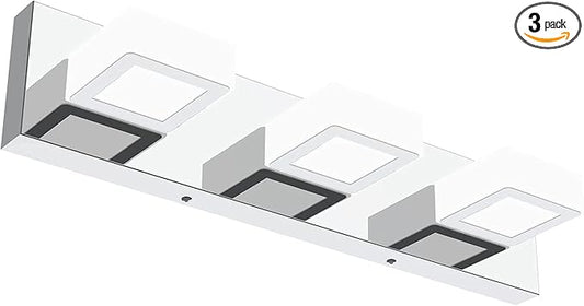 Ralbay Modern LED Chrome Vanity Light Acrylic Stainless Steel for Bathroom Vanity Lighting Fixtures Cool White 6000K